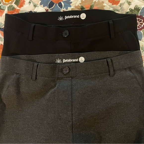 Betabrand Classic Dress Pant Yoga Pant | Bootcut | Two Pair in Black & Charcoal - Picture 1 of 16